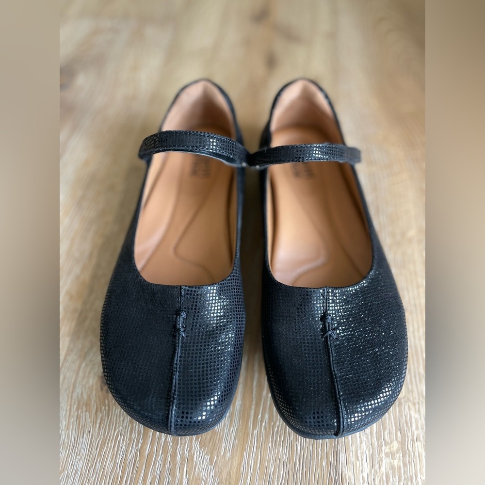 KALSO Earth SOLAR Mary Jane Black Leather Shimmer Size 9 Negative Heel - Picture 2 of 9